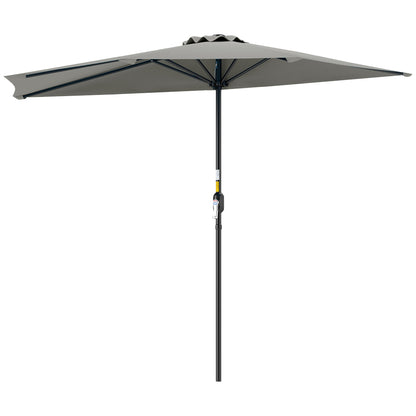 Outsunny Half Round Parasol Umbrella in Light Grey