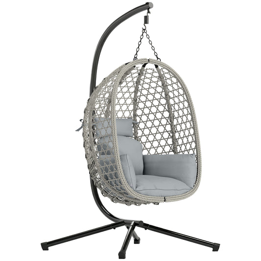 Outsunny Hanging Egg Chair in Light Grey