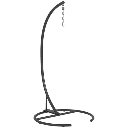 Outsunny Hanging Hammock Chair Stand with Round Base in Black