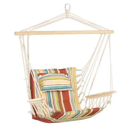 Outsunny Hanging Hammock Chair Swing in Multi-colour Stripe