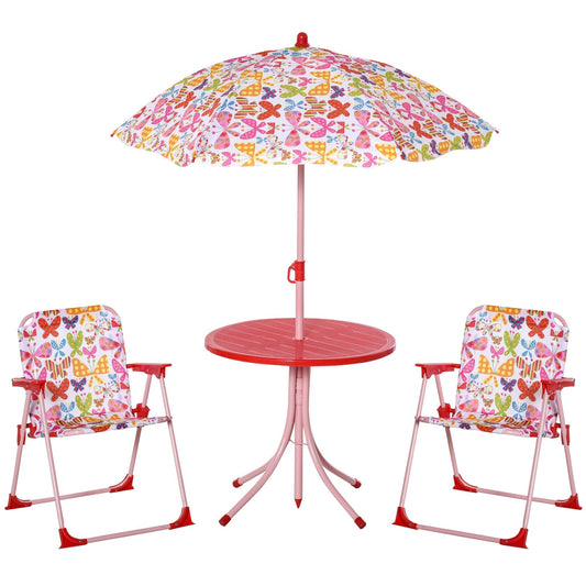 Outsunny Kids Outdoor Bistro Table and Chair Set Butterfly Pattern in Multi