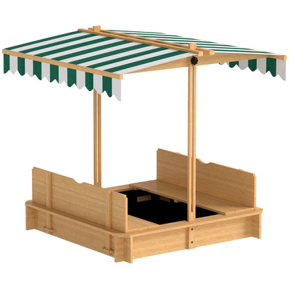 Outsunny Kids Square Wooden Sandpit, Children Sandbox Outdoor Playset