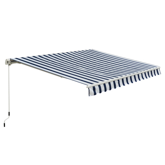 Outsunny Manual Retractable Awning in Blue and White