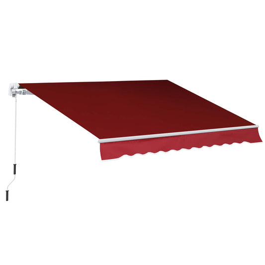 Outsunny Manual Retractable Patio Awning Shelter UV Protection in Wine Red