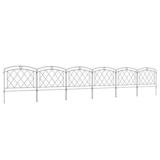 Outsunny Metal Decorative Outdoor Picket Fence Panels in Black