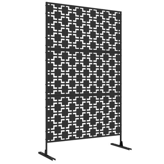 Outsunny Metal Decorative Privacy Screen in Black
