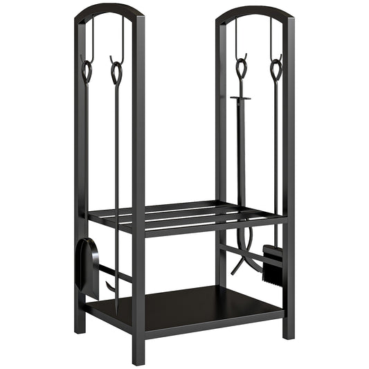 Outsunny Metal Firewood Log Holder in Black