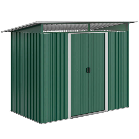 Outsunny Metal Shed with Lightsky Panels in Green
