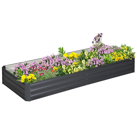 Outsunny Metal Raised Garden Bed Planter Box in Grey
