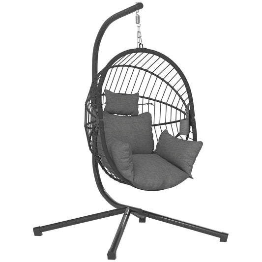 Outsunny Metal Stand Hanging Egg Chair in Grey