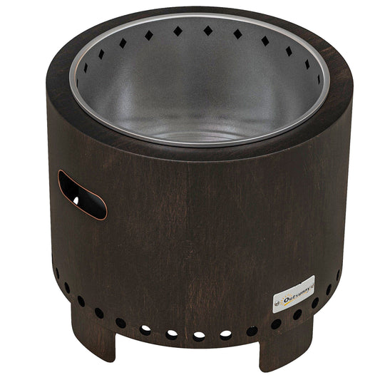 Outsunny Metal Wood-burning Smokeless Fire Pit in Black