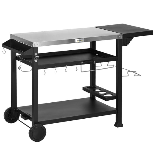Outsunny Multi-Feature BBQ Grill Table in Black