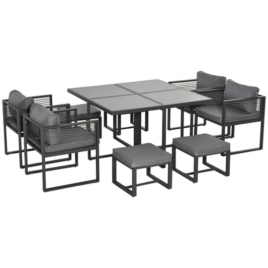 Outsunny Nine-Piece Aluminium Garden Set in Grey