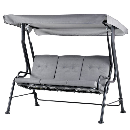 Outsunny Outdoor 3-person Metal Porch Swing Chair Bench in Grey
