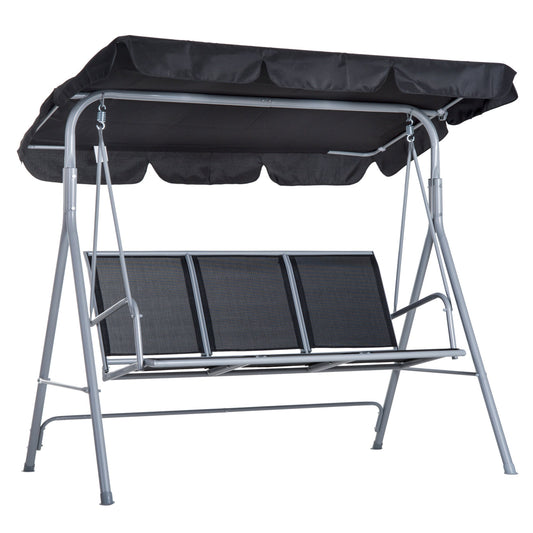 Outsunny Outdoor 3-Seater Swing Chair in Black