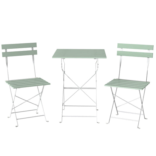 Outsunny Outdoor Bistro Set Folding Patio Furniture Set in White and Green