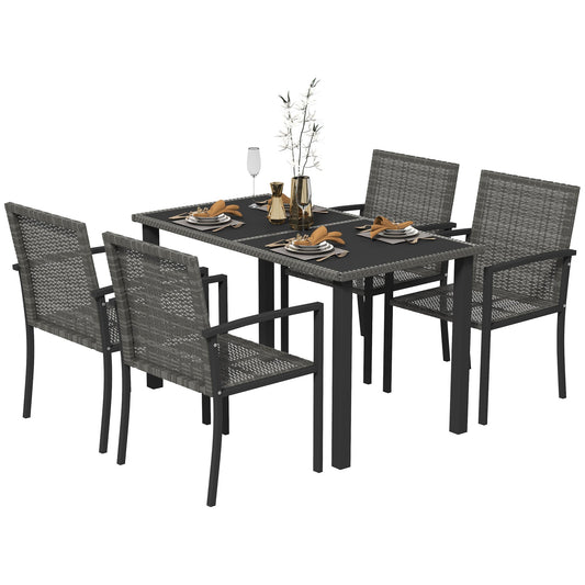 Outsunny Outdoor Dining Set 5 Pieces Patio Conservatory in Grey