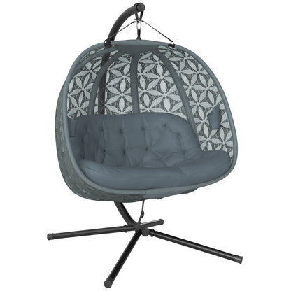 Outsunny Outdoor Double Hanging Chair in Charcoal Grey