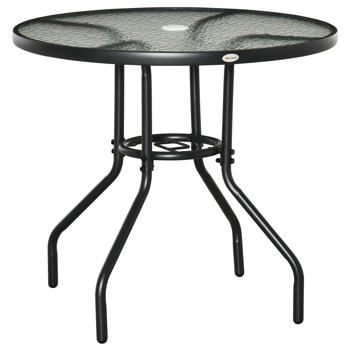 Outsunny Outdoor Round Dining Table in Black