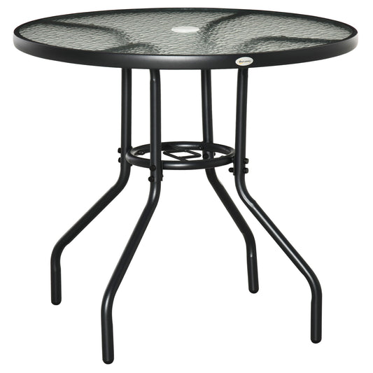 Outsunny Outdoor Round Dining Table in Black