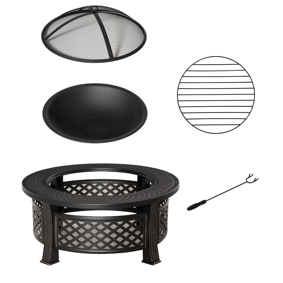 Outsunny Outdoor Fire Pit in Bronze Tone