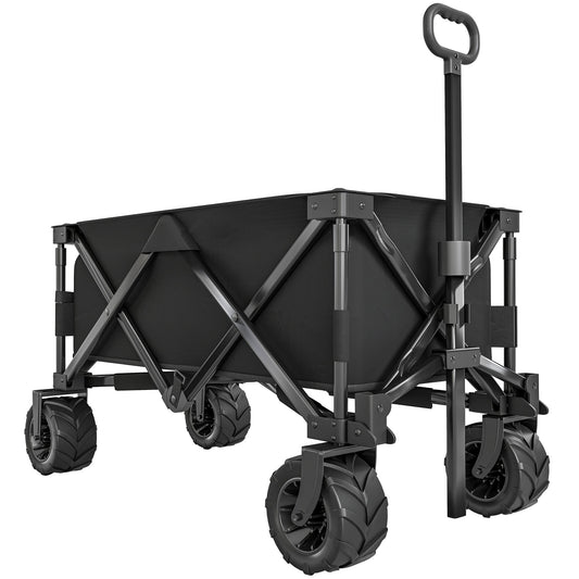 Outsunny Outdoor Folding Garden Trolley on Wheels in Black