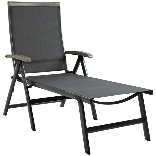 Outsunny Outdoor Folding Sun Lounger in Grey