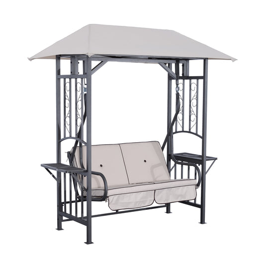 Outsunny Outdoor Garden 2 Seater Canopy Swing Chair in Beige