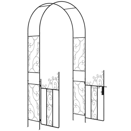 Outsunny Outdoor Garden Arch with Double Gates in Black