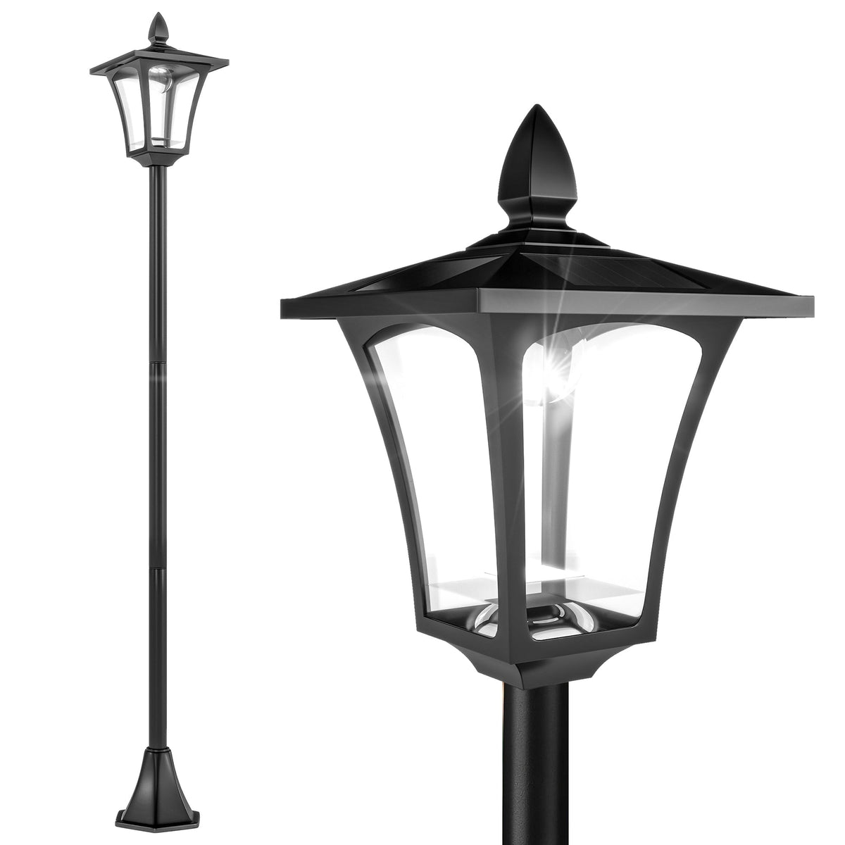 Outsunny Outdoor Garden Solar Post Lamp in Black
