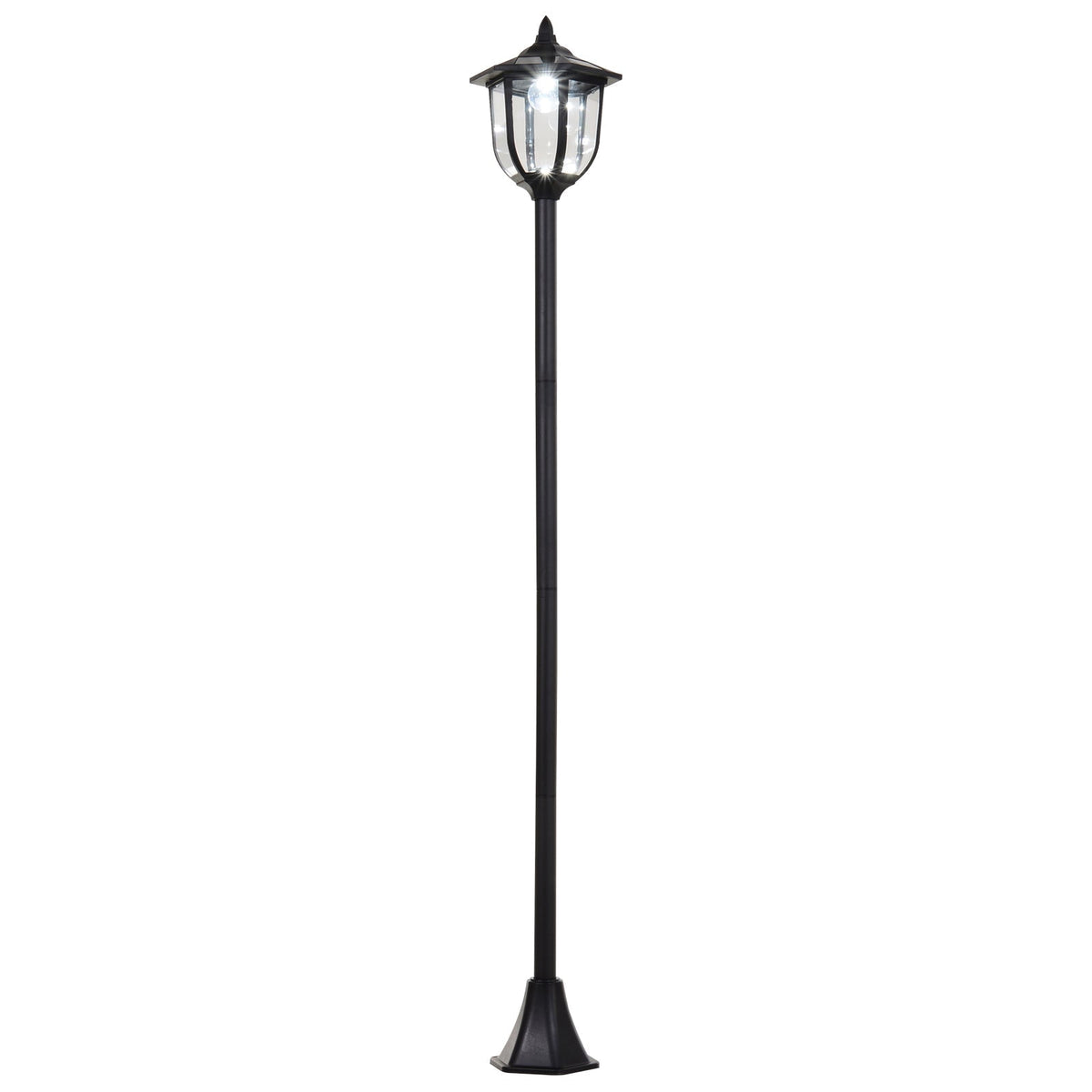 Outsunny Outdoor Garden Solar Post Lamp in Black