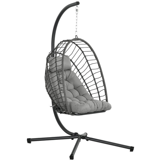 Outsunny Outdoor PE Rattan Swing Chair in Light Grey