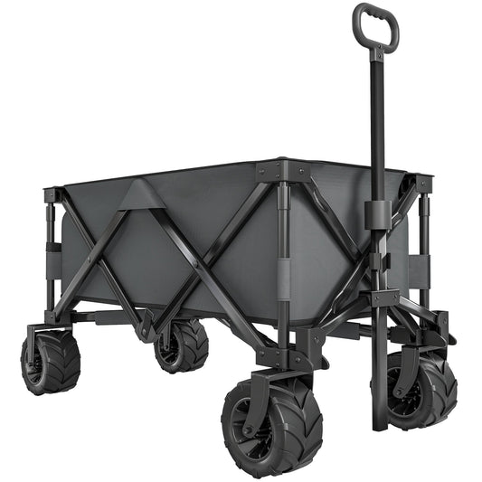 Outsunny Outdoor Pull Along Cart in Dark Grey