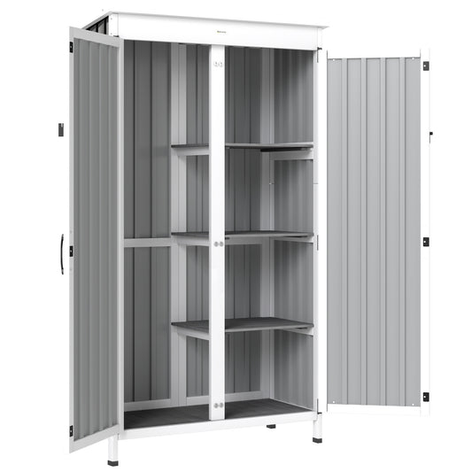 Outsunny Outdoor Storage Cabinet with Removable Shelves in White and Black