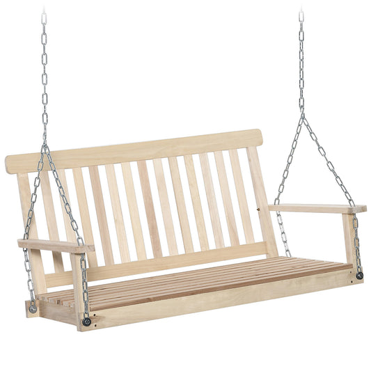 Outsunny Outdoor Wooden Swing Bench in Natural