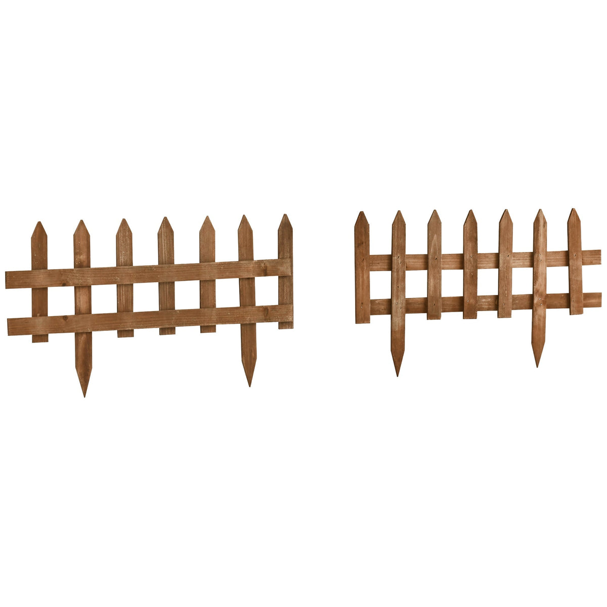 Outsunny Pack of 12 Wooden Border Fences in Brown