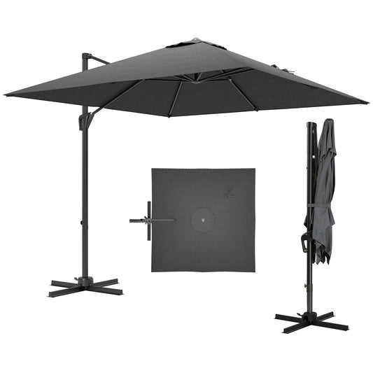 Outsunny Patio Offset Parasol Umbrella with UV Resistant in Dark Grey