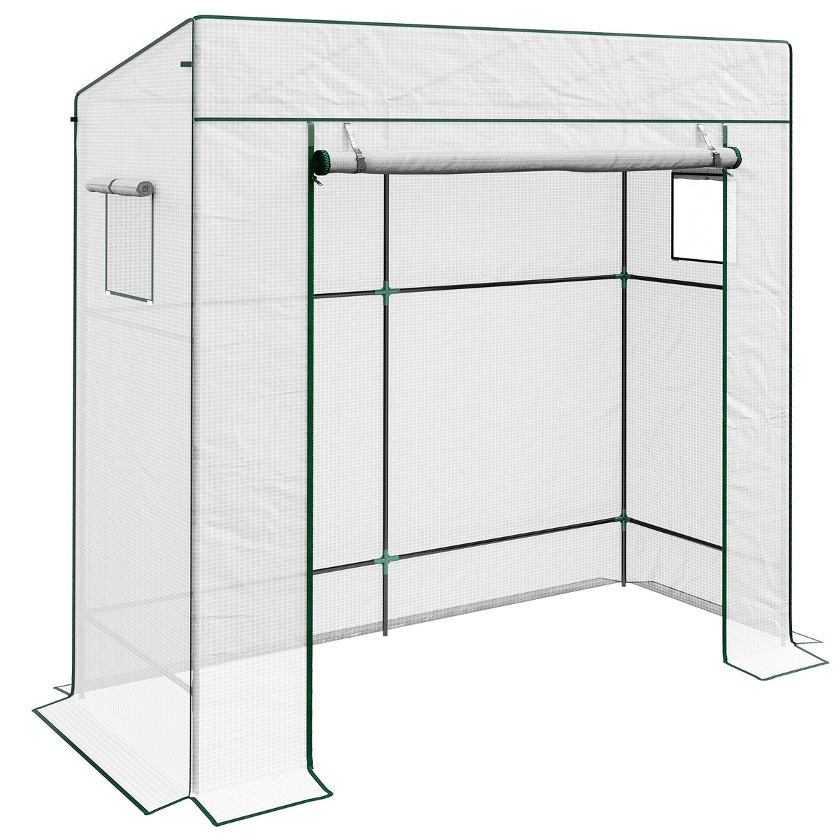 Outsunny PE Cover Walk-in Outdoor Greenhouse in White