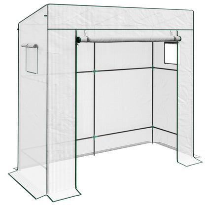 Outsunny PE Cover Walk-in Outdoor Greenhouse in White