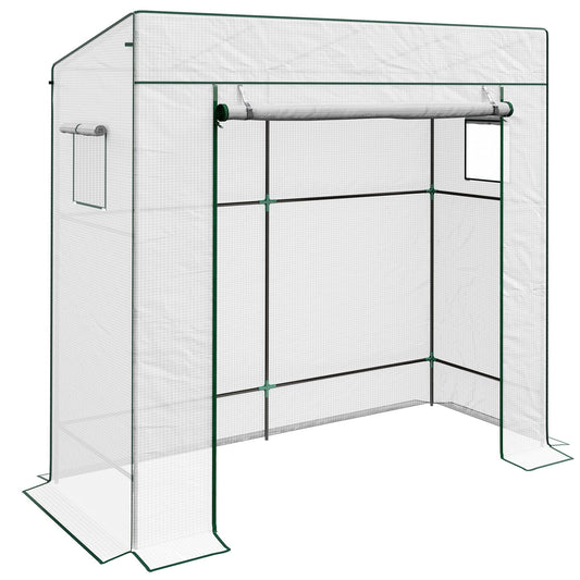 Outsunny PE Cover Walk-in Outdoor Greenhouse in White