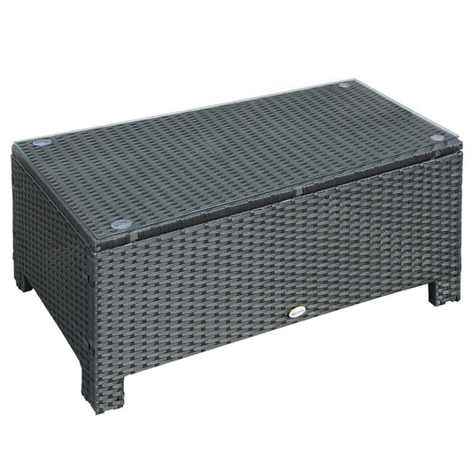 Outsunny PE Rattan Coffee Table in Black