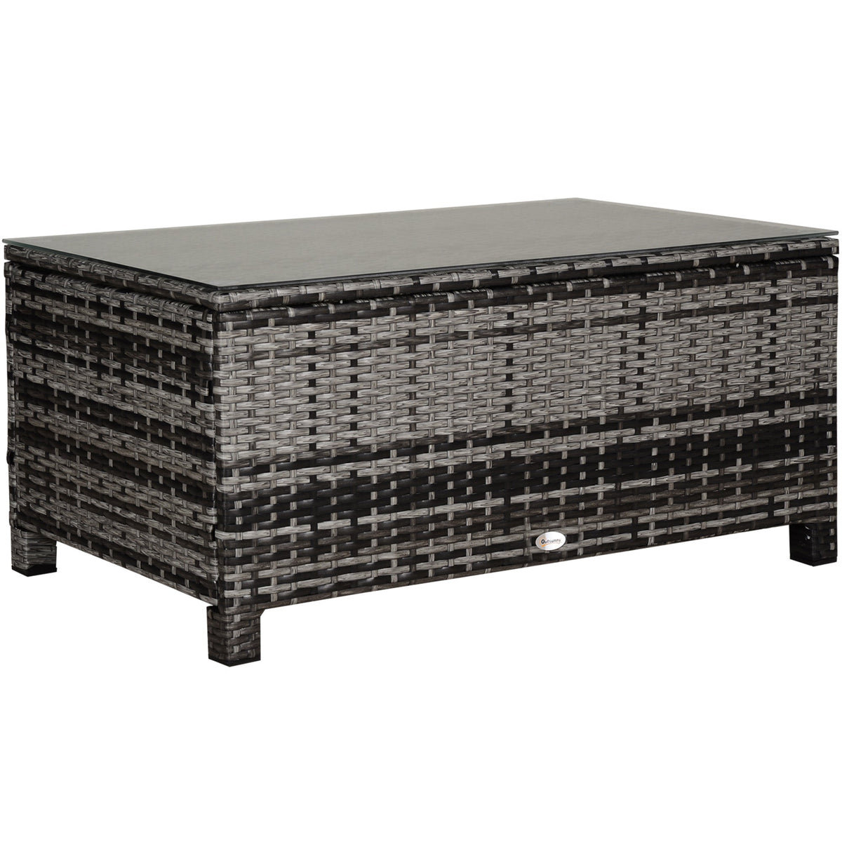 Outsunny PE Rattan Garden Coffee Table in Mixed Grey