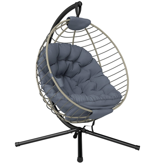 Outsunny PE Rattan Swing Chair in Grey