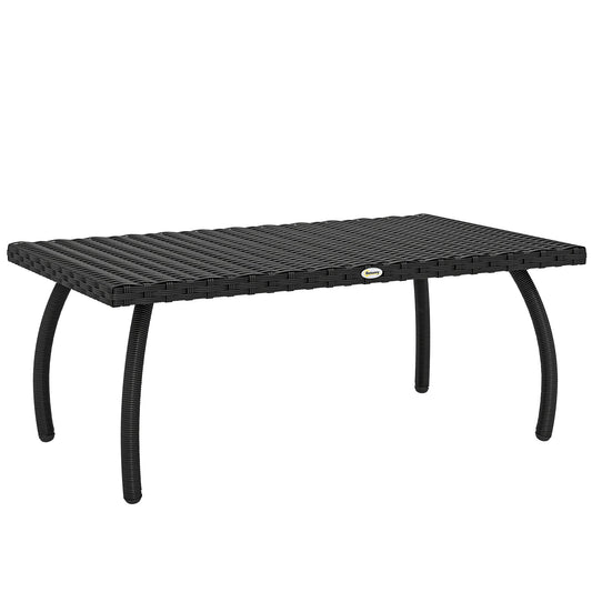 Outsunny PE Wicker Rattan Garden Coffee Table in Black
