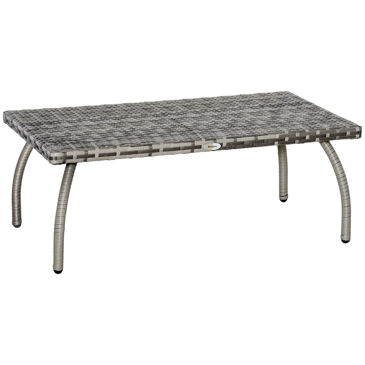 Outsunny PE Wicker Rattan Garden Coffee Table in Mixed Grey