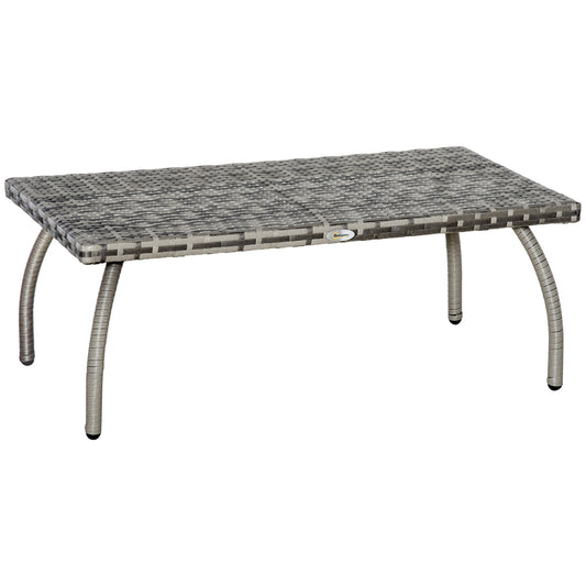 Outsunny PE Wicker Rattan Garden Coffee Table in Mixed Grey