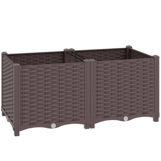 Outsunny Plastic Raised Garden Bed with Legs in Brown