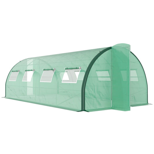 Outsunny Polyethylene Upgraded Structure Walk-in Polytunnel Greenhouse in Green