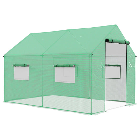 Outsunny Polyethylene Walk-in Polytunnel Greenhouse in Green