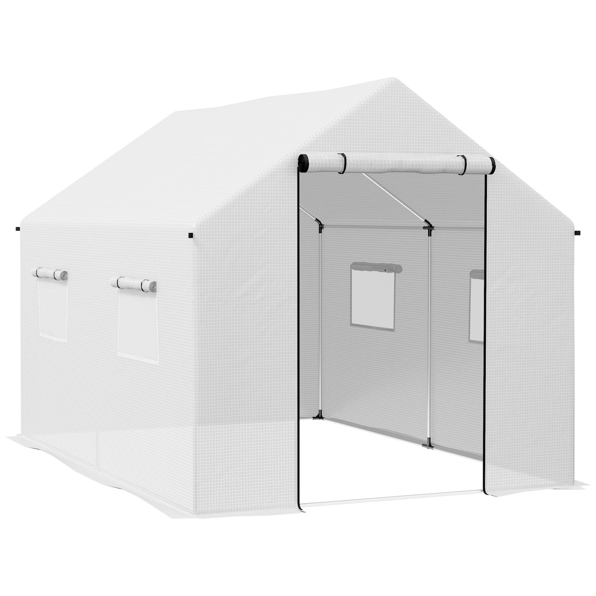 Outsunny Polyethylene Walk-in Polytunnel Greenhouse in White